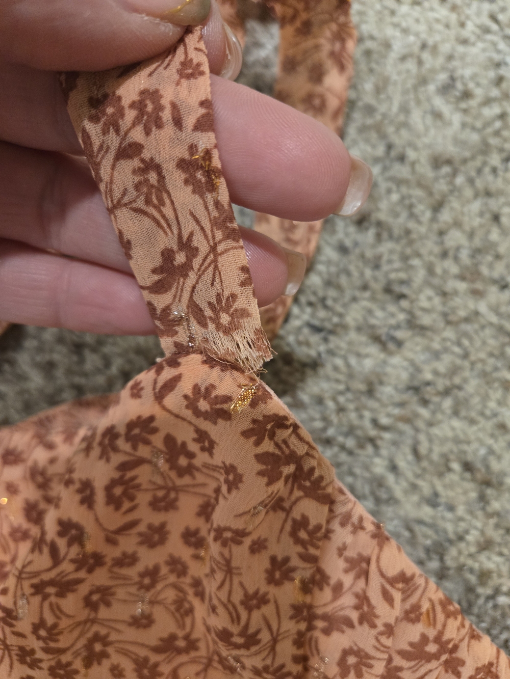 Trixxi Peach Floral Tie-Shoulder Tiered Maxi Dress - Picture 3 of 7